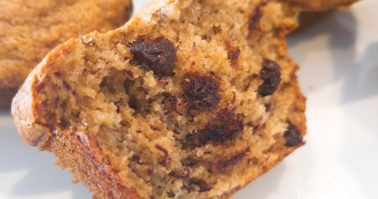 Flourless banana chocolate chips muffins